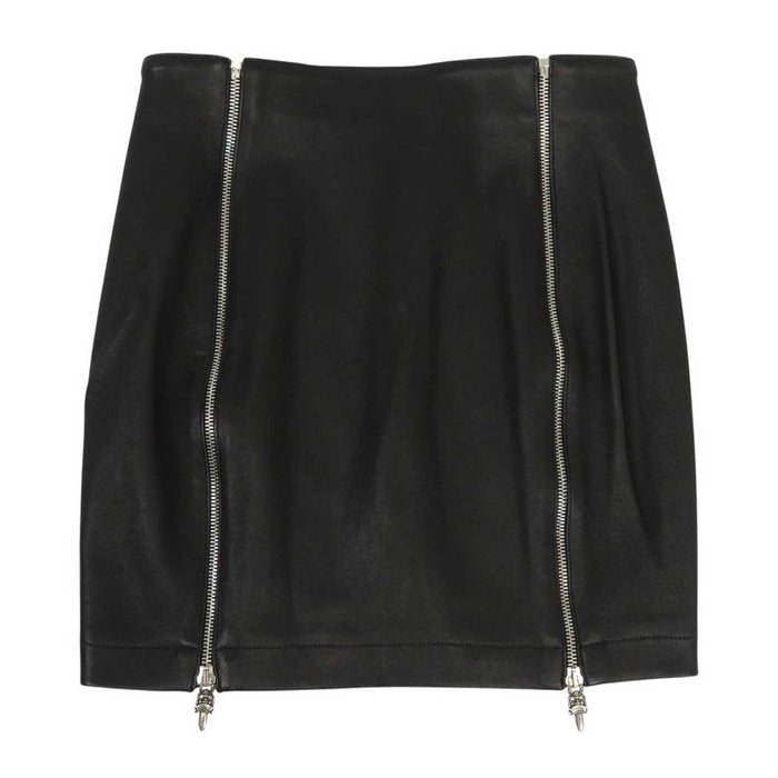 CHROME HEARTS
GONNA IN PELLE CON DOPPIA CERNIERA A PUNTA 89 03刻印 ARGENTO CH
Gonna mini in pelle con doppia cerniera a punta