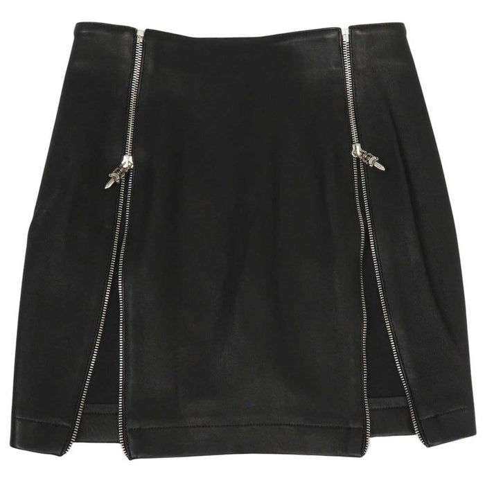 CHROME HEARTS
GONNA IN PELLE CON DOPPIA CERNIERA A PUNTA 89 03刻印 ARGENTO CH
Gonna mini in pelle con doppia cerniera a punta