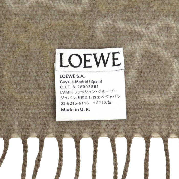 LOEWE 
ロゴ マフラー フリンジ チェックボード ウール カシミヤ 
アナグラム チェッカーボード ダブルフェイス スカーフ