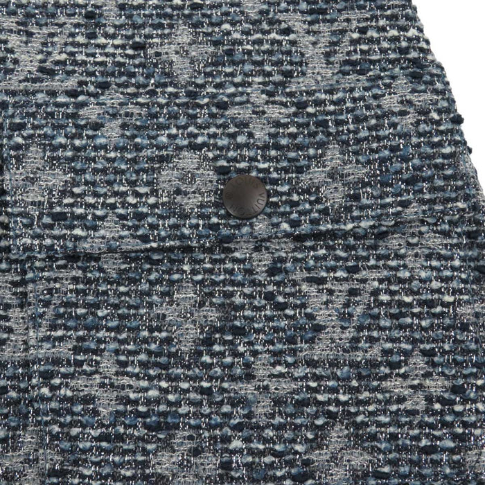 LOUIS VUITTON 
LV ロゴ ジップアップ ロングスリーブ 
リブ ニット ツイード 切替 ワンピース 
モノグラム