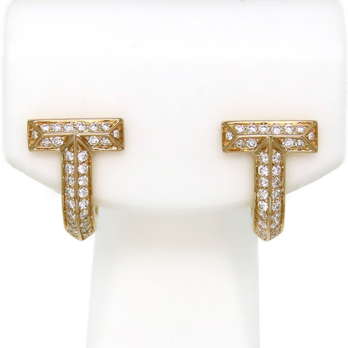 TIFFANY&Co. 
Tワン ハーフ パヴェダイヤモンド ハギー ピアス