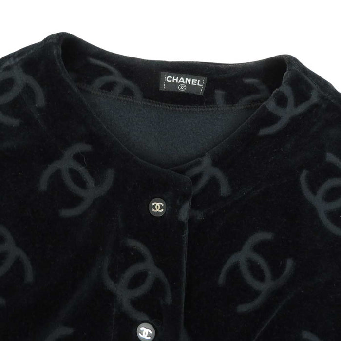 CHANEL 
COCO CC ココボタン ロゴ 総柄 
ココマーク ベロア ジャケット