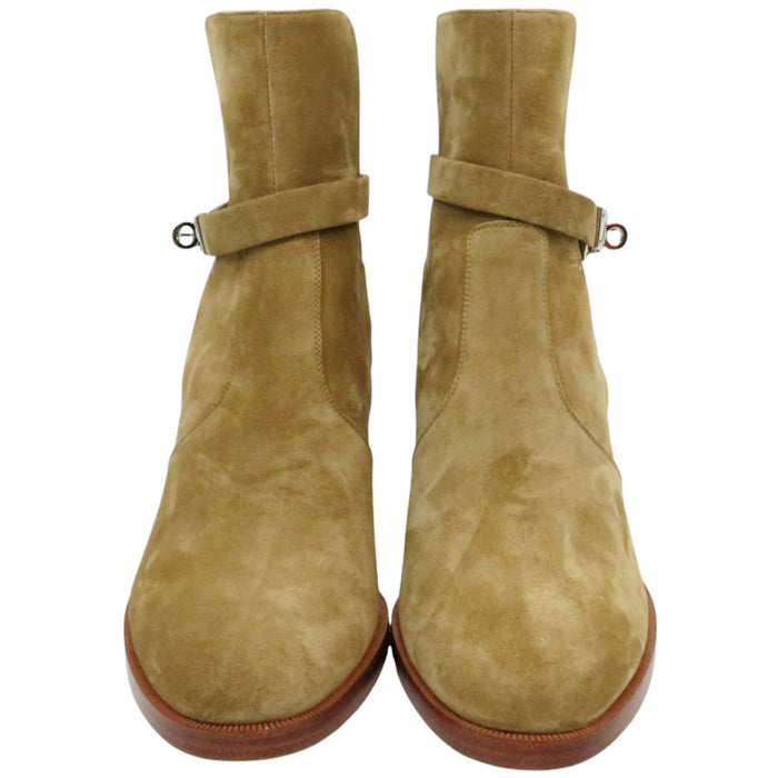 HERMES 
Fibbia Kelly in camoscio 
Stivaletti corti in velluto francese VoVeRo