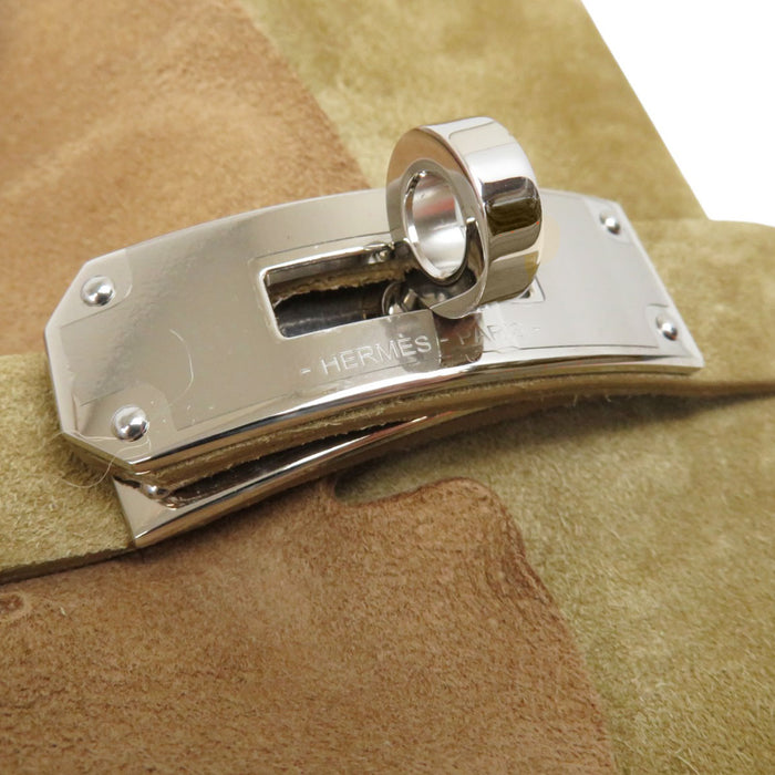 HERMES 
Fibbia Kelly in camoscio 
Stivaletti corti in velluto francese VoVeRo