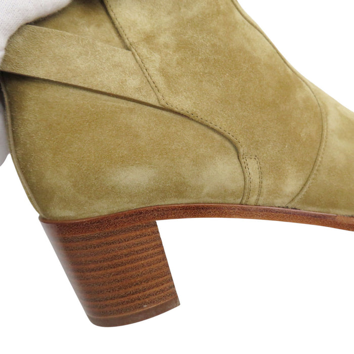 HERMES 
Fibbia Kelly in camoscio 
Stivaletti corti in velluto francese VoVeRo