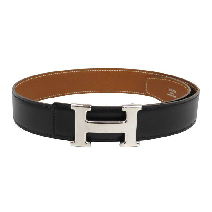 HERMES 
アッシュ □A刻印 シルバーカラー金具 
H バックル リバーシブル レザー ベルト 32MM