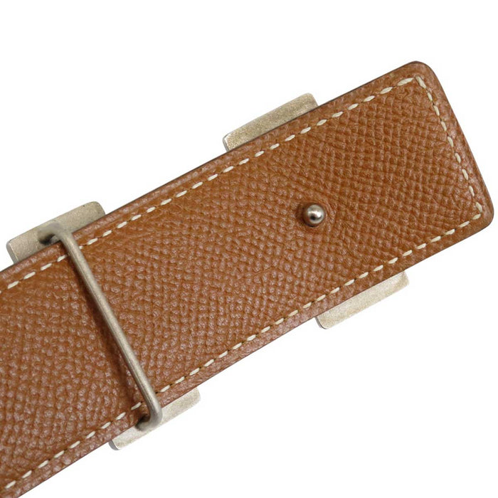 HERMES 
アッシュ □A刻印 シルバーカラー金具 
H バックル リバーシブル レザー ベルト 32MM