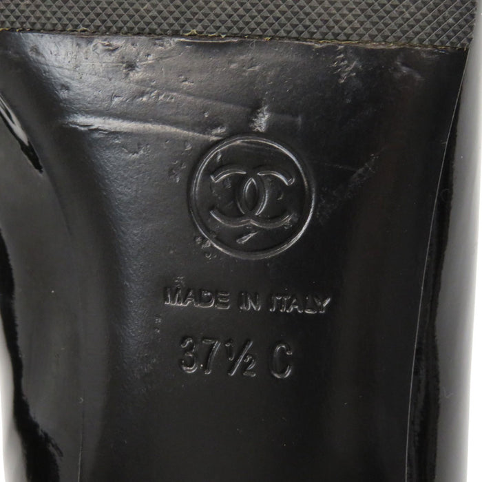 CHANEL 
COCO CC パテント 
ココマーク コスチュームパール スリッポン