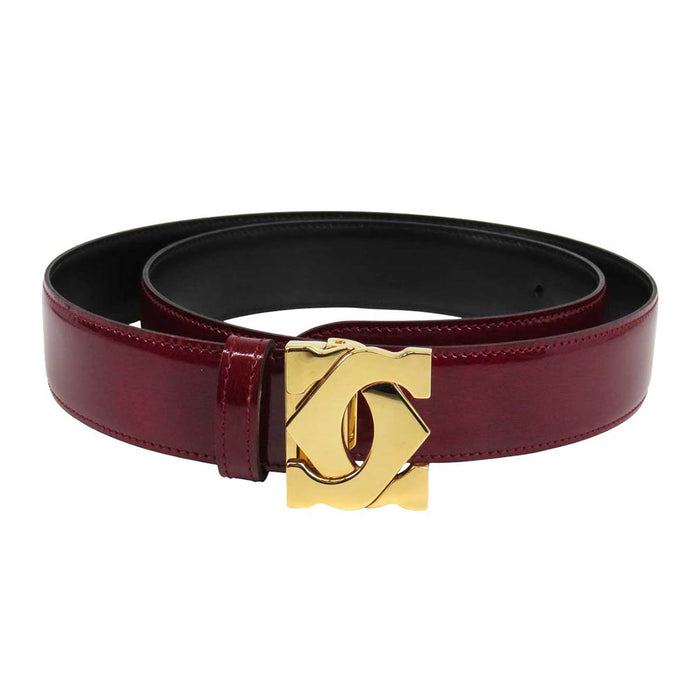 CARTIER 
ゴールドカラー金具 
ダブルC ロゴ ベルト