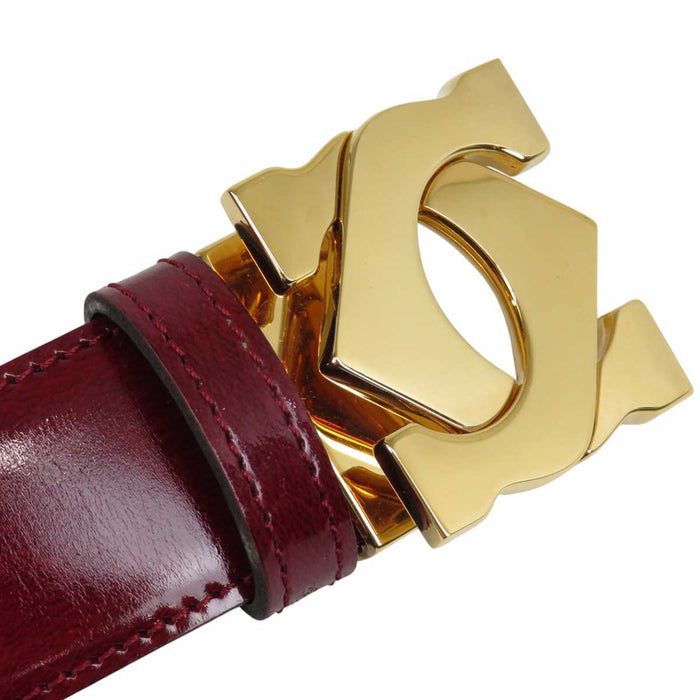 CARTIER 
ゴールドカラー金具 
ダブルC ロゴ ベルト