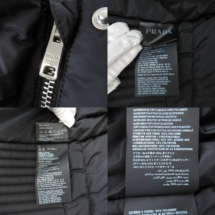 PRADA 
ナイロン ハイネック 
トライアングルロゴ ダウンジャケット