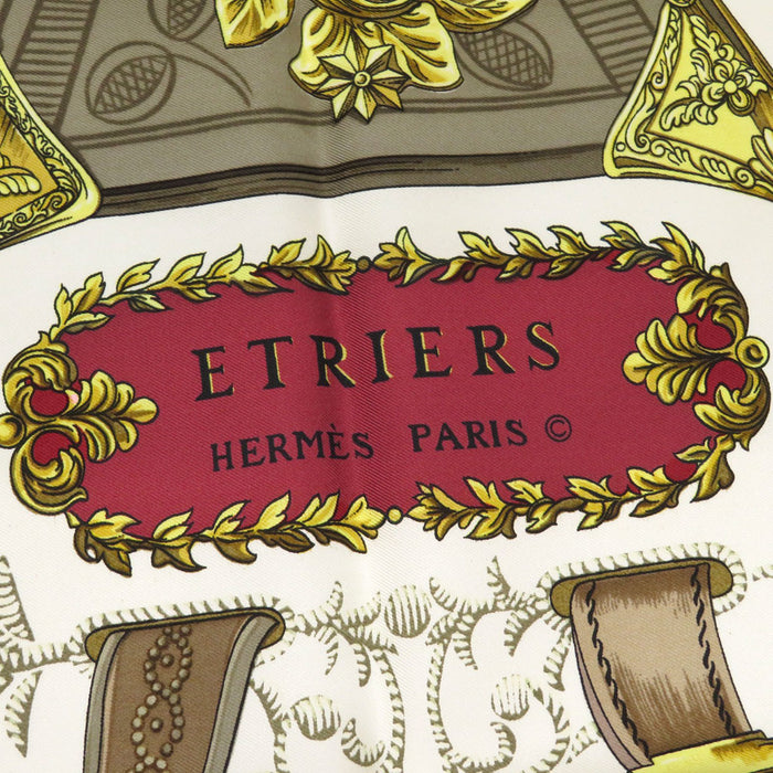 HERMES 
シルク 大判 リボン 
カレ 90 ETRIERS 鎧 スカーフ