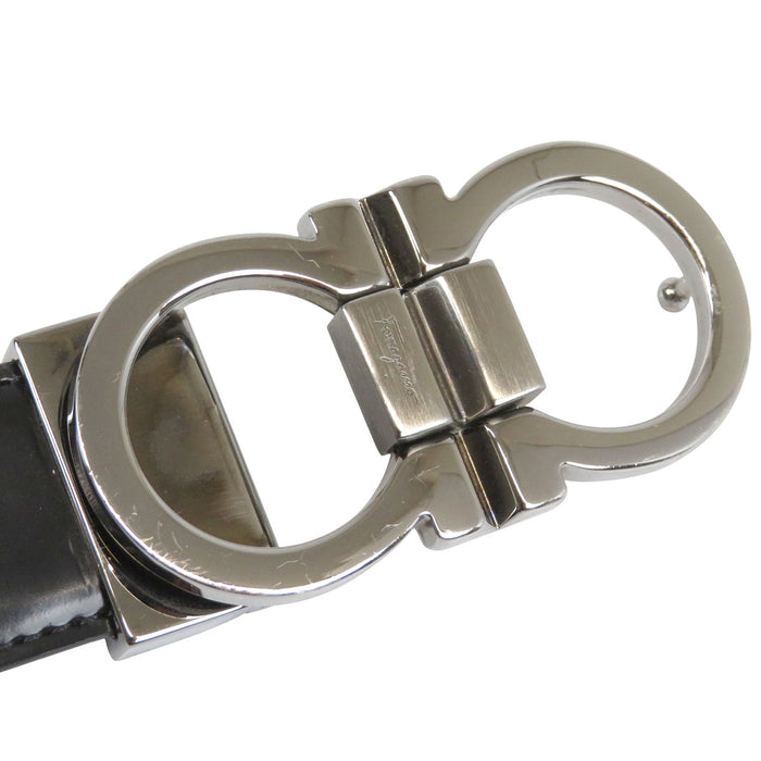 Salvatore Ferragamo 
レザー シルバーカラー金具 
ダブル ガンチーニ リバーシブル ベルト