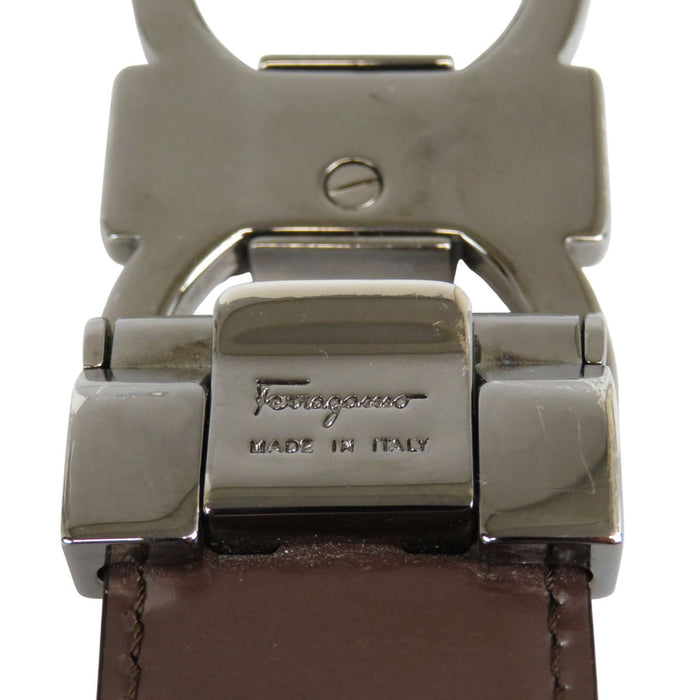 Salvatore Ferragamo 
レザー シルバーカラー金具 
ダブル ガンチーニ リバーシブル ベルト