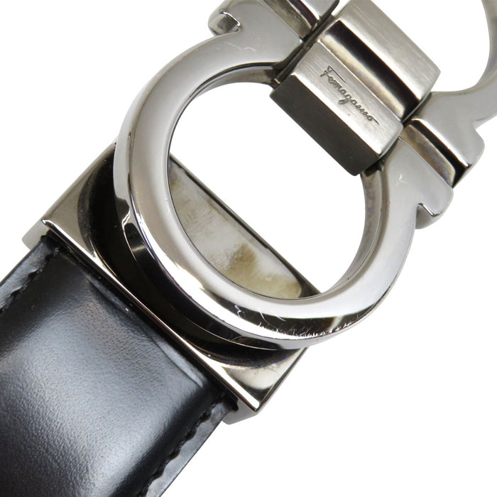 Salvatore Ferragamo 
レザー シルバーカラー金具 
ダブル ガンチーニ リバーシブル ベルト