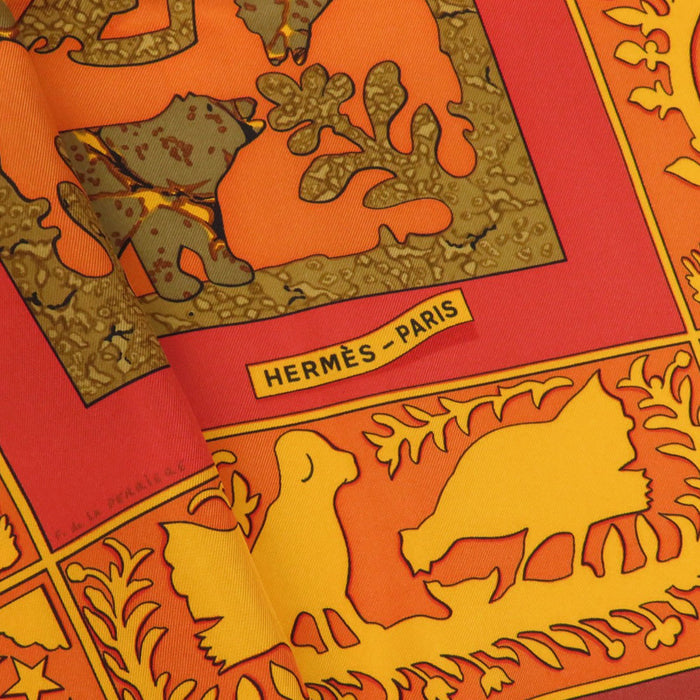 HERMES 
シルク 大判 アニマル 
カレ 90 EARLY AMERICA 古き良きアメリカ スカーフ