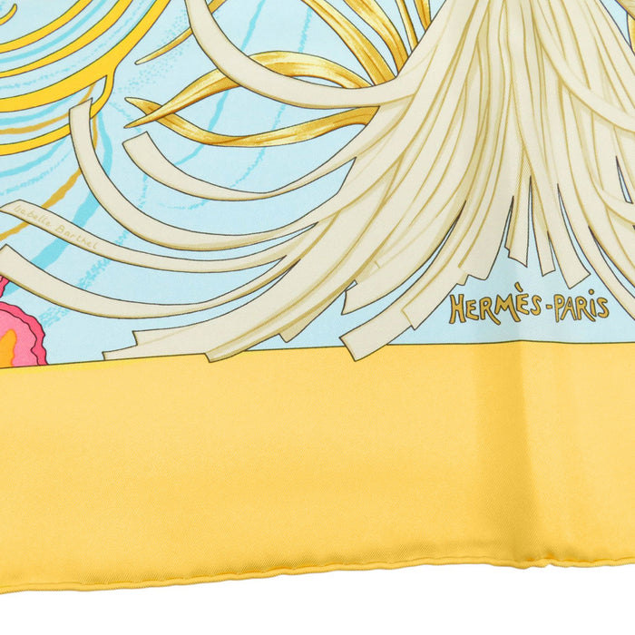HERMES 
シルク 大判 
カレ 90 A CONTRE COURANT 鯉の滝登り スカーフ