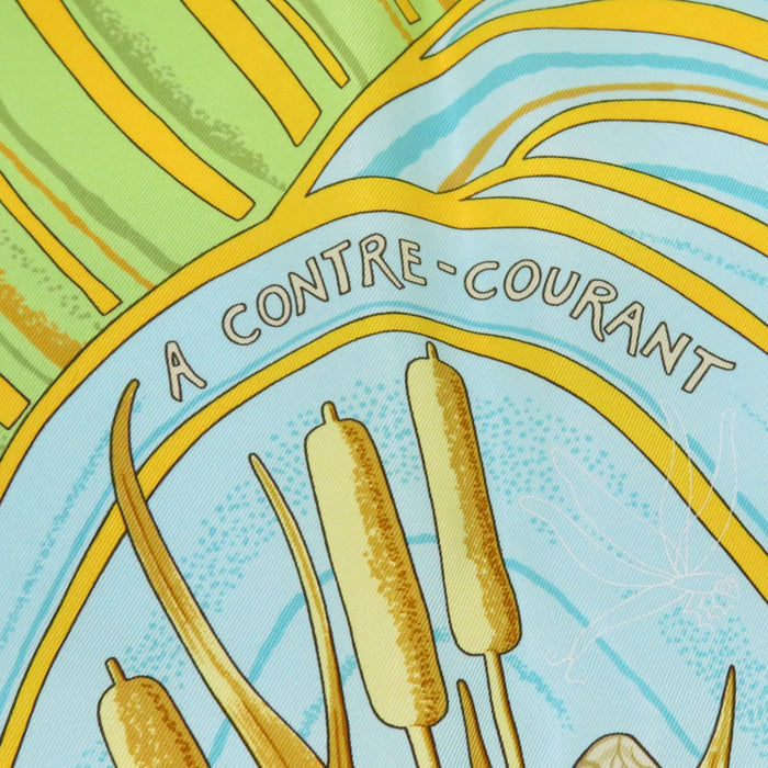 HERMES 
シルク 大判 
カレ 90 A CONTRE COURANT 鯉の滝登り スカーフ