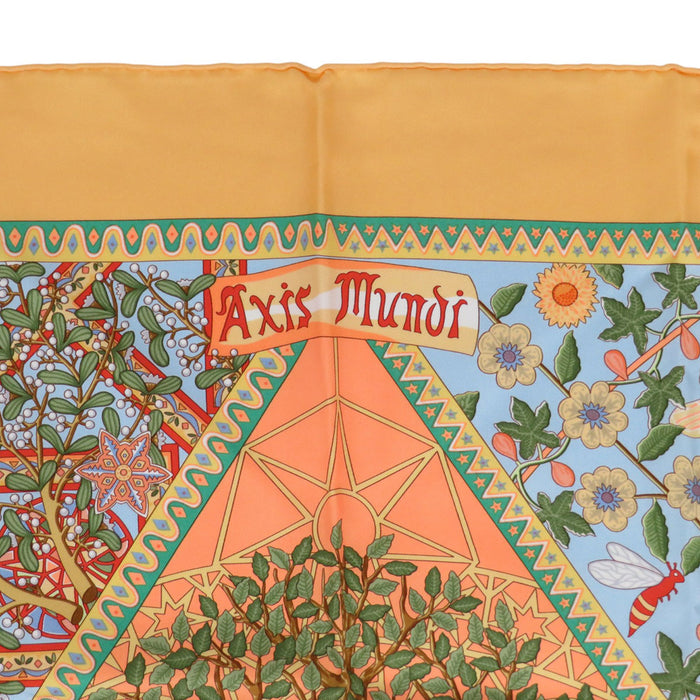 HERMES 
シルク 大判 鳥 植物 
カレ 90 Axis Mundi 世界中心軸 スカーフ