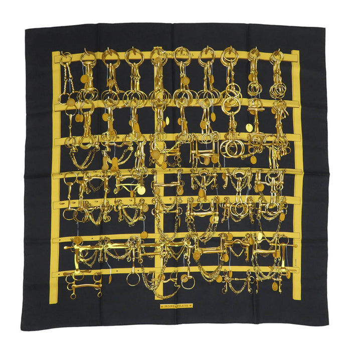 HERMES
大方巾 絲綢
90公分 MORS＆FILETS 馬具與馬銜鐵