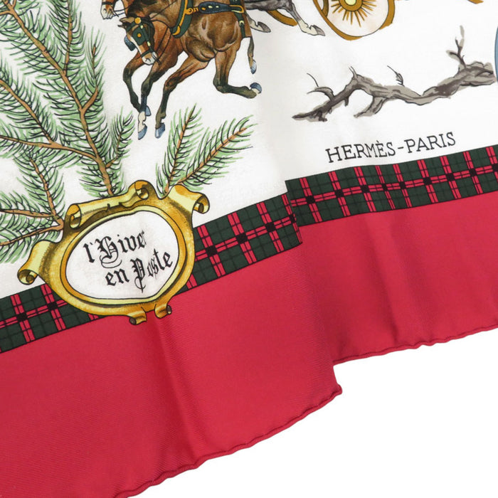 HERMES 
スカーフ 大判 シルク 
カレ 90 l'Hiver en Poste 冬の郵便馬車