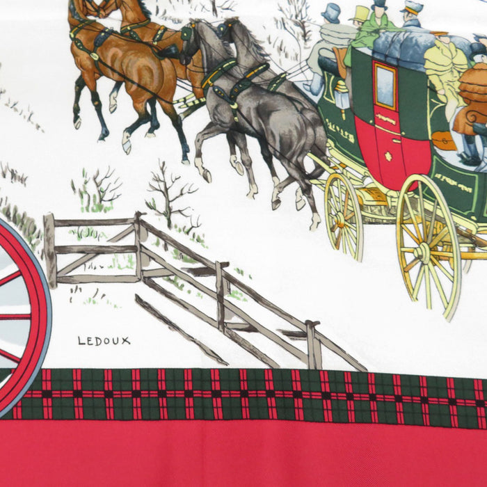 HERMES 
スカーフ 大判 シルク 
カレ 90 l'Hiver en Poste 冬の郵便馬車