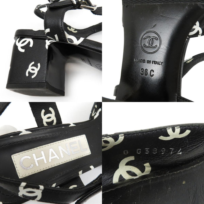 CHANEL 
COCO CC ロゴ 総柄 レザー 22S 
ココマーク オープントゥ サンダル