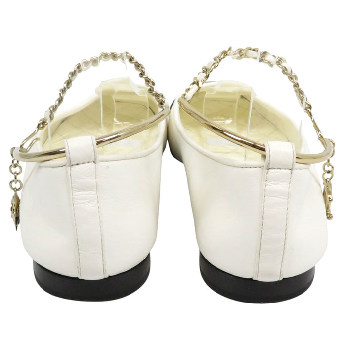 CHANEL COCO CC logo ankle strap leather Coco mark matelassé bicolor ballet shoes camellia