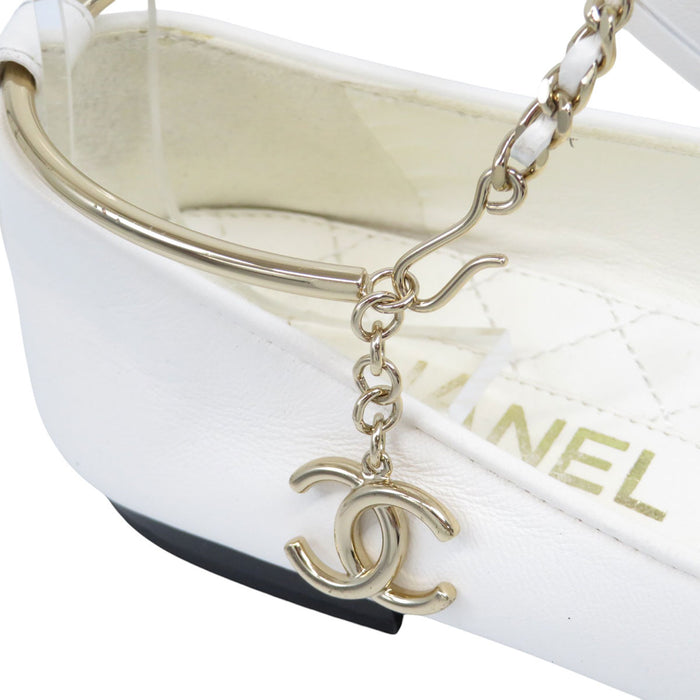 CHANEL COCO CC logo ankle strap leather Coco mark matelassé bicolor ballet shoes camellia