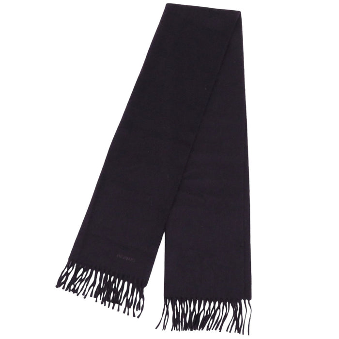 HERMES 
フリンジ 
ロゴ エンブロイダリー カシミヤ マフラー