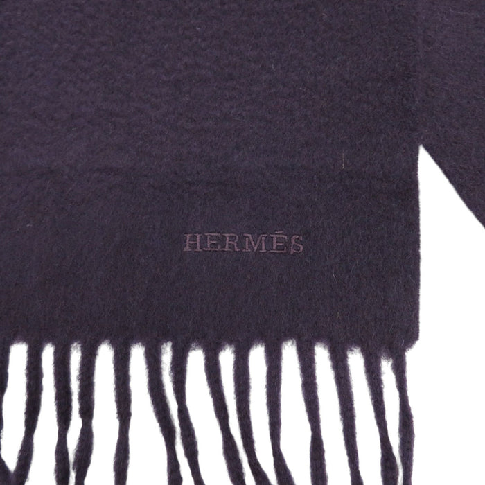 HERMES 
フリンジ 
ロゴ エンブロイダリー カシミヤ マフラー