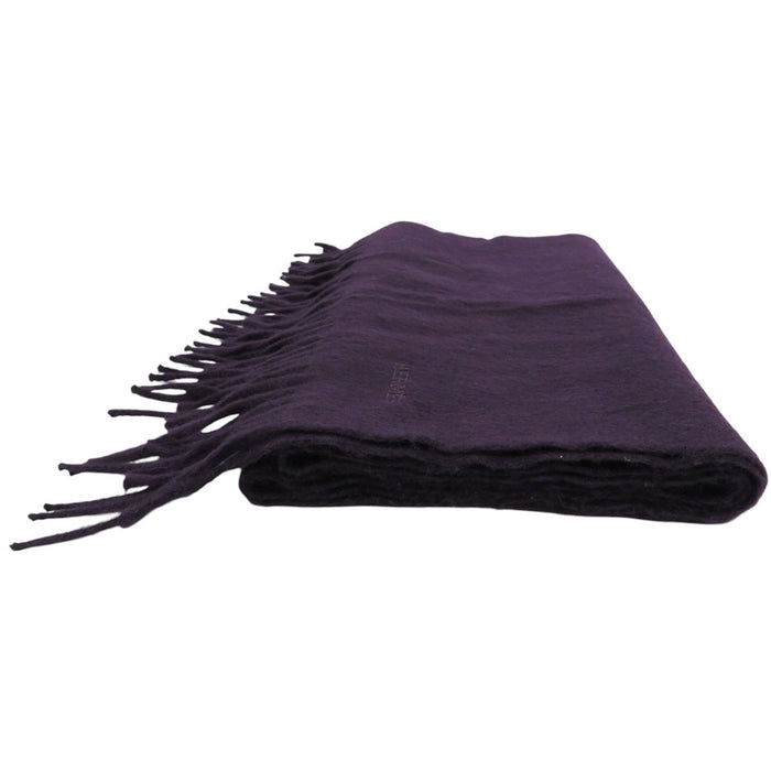 HERMES 
フリンジ 
ロゴ エンブロイダリー カシミヤ マフラー