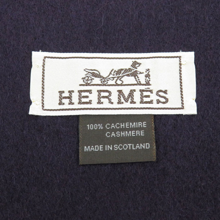 HERMES 
フリンジ 
ロゴ エンブロイダリー カシミヤ マフラー