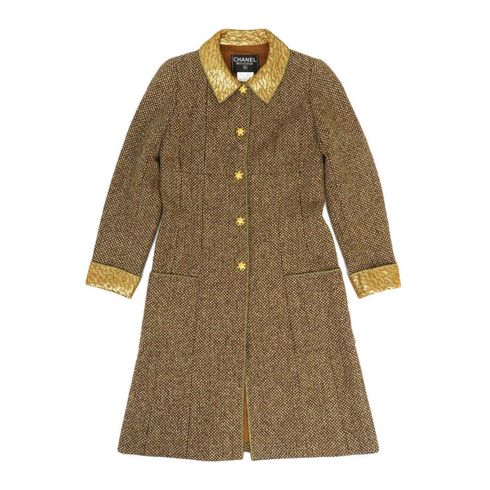 CHANEL 
96A COCO CC Coco Button Wool 
Coco Mark Gri-poire Button Tweed Coat