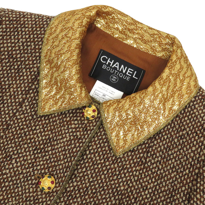 CHANEL 
96A COCO CC Coco Button Wool 
Coco Mark Gri-poire Button Tweed Coat