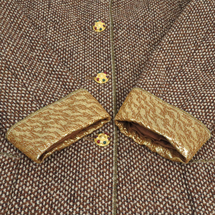 CHANEL 
96A COCO CC Coco Button Wool 
Coco Mark Gri-poire Button Tweed Coat