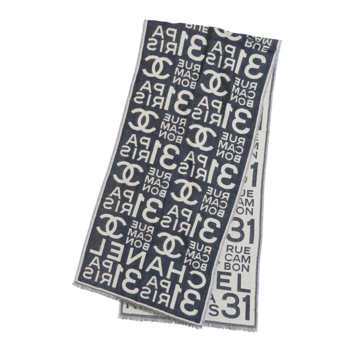 CHANEL 
COCO CC logo RUE CAMBON PARIS 31 cashmere silk 
Coco mark all-over pattern stole