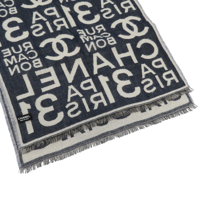 CHANEL 
COCO CC logo RUE CAMBON PARIS 31 cashmere silk 
Coco mark all-over pattern stole