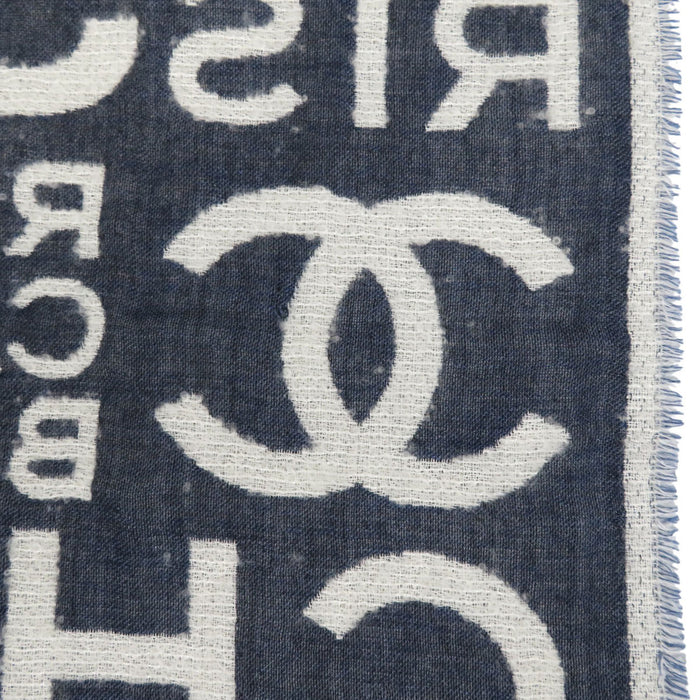 CHANEL 
COCO CC logo RUE CAMBON PARIS 31 cashmere silk 
Coco mark all-over pattern stole