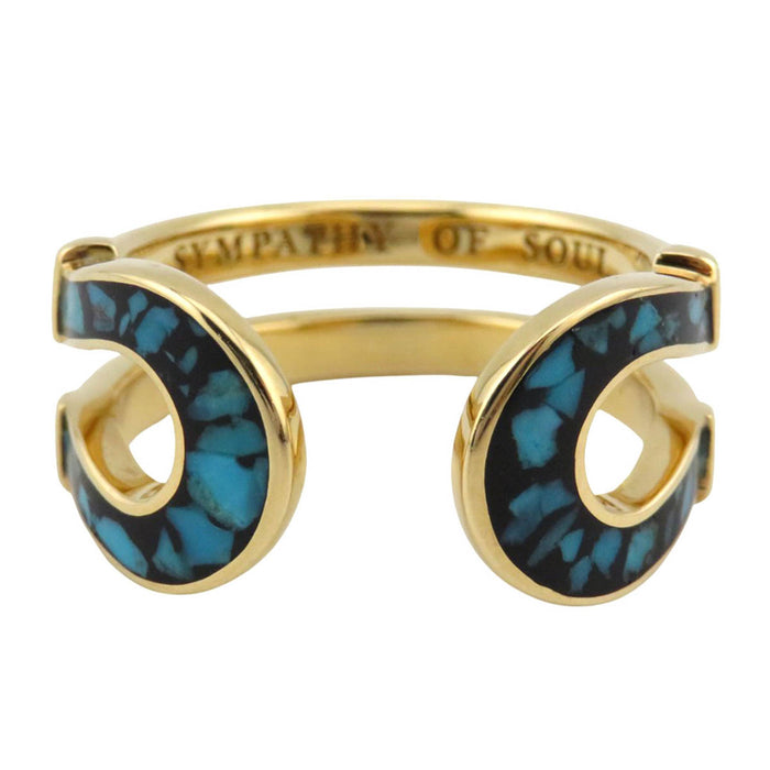 Sympathy of Soul 
Double Horseshoe Inlay Yellow Gold 
K18 Double Horseshoe Inlay Turquoise Ring