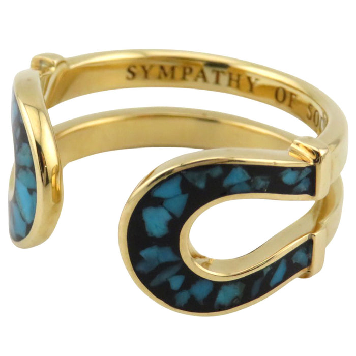 Sympathy of Soul 
Double Horseshoe Inlay Yellow Gold 
K18 Double Horseshoe Inlay Turquoise Ring