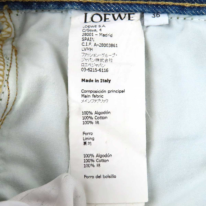 LOEWE 
パッチワーク ロゴ スパンコール コットン 
デニム ショート パンツ