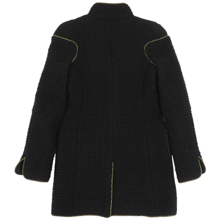 CHANEL COCO CC Logo Wool Coco Mark Clipoir Button Stand Collar Jacket