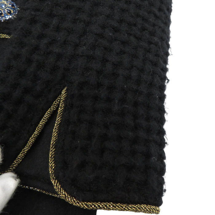 CHANEL COCO CC Logo Wool Coco Mark Clipoir Button Stand Collar Jacket