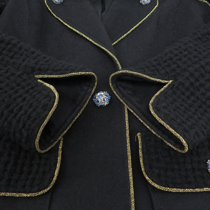 CHANEL COCO CC Logo Wool Coco Mark Clipoir Button Stand Collar Jacket