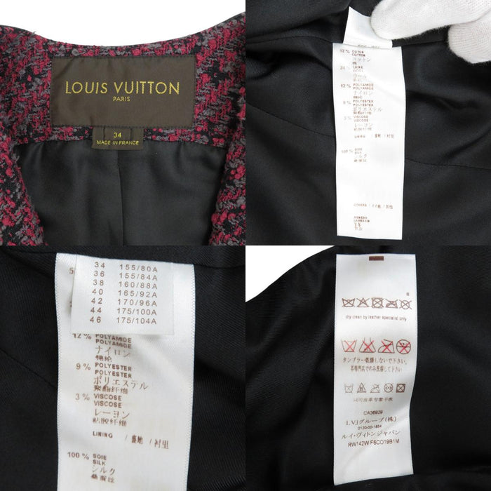 LOUIS VUITTON 
LV logo all-over pattern RW142W F6CO19B1M 
Monogram tweed zip-up no-collar coat
