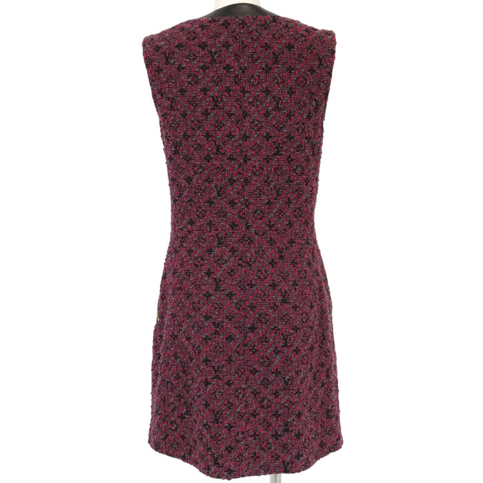 LOUIS VUITTON 
LV logo all-over pattern RW142W F6CO19B1M 
Monogram tweed zip-up no-collar coat