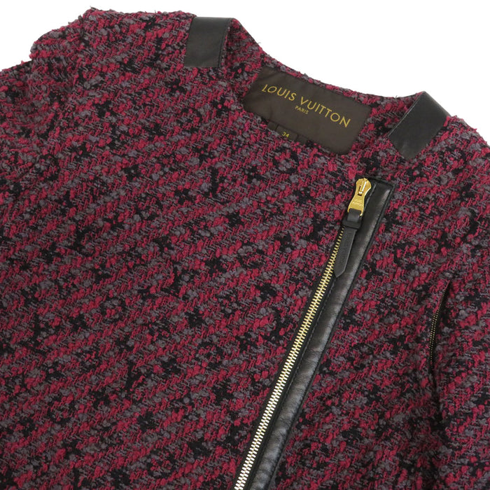 LOUIS VUITTON 
LV logo all-over pattern RW142W F6CO19B1M 
Monogram tweed zip-up no-collar coat