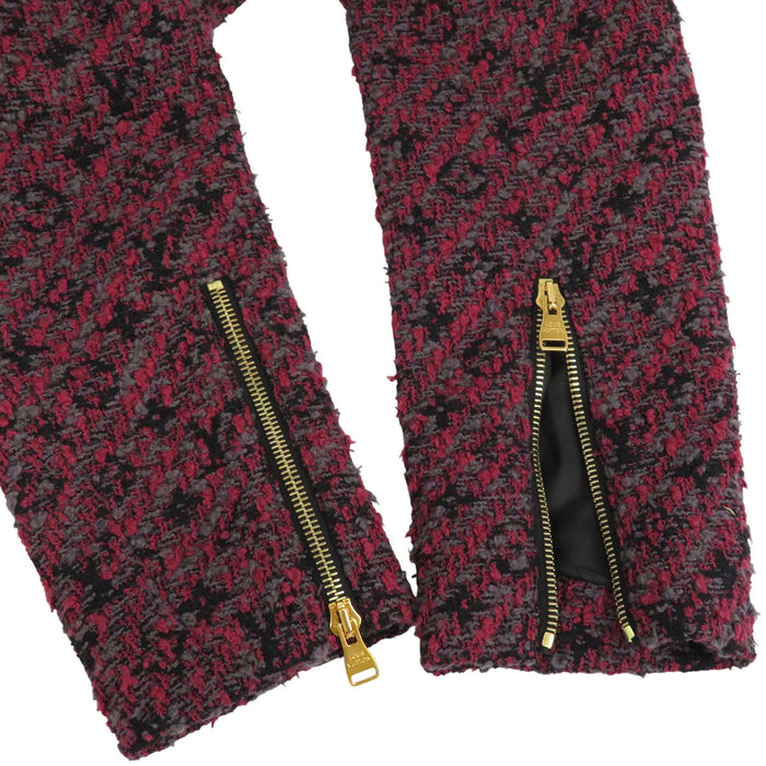 LOUIS VUITTON 
LV logo all-over pattern RW142W F6CO19B1M 
Monogram tweed zip-up no-collar coat