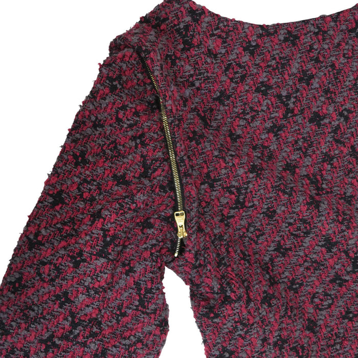 LOUIS VUITTON 
LV logo all-over pattern RW142W F6CO19B1M 
Monogram tweed zip-up no-collar coat